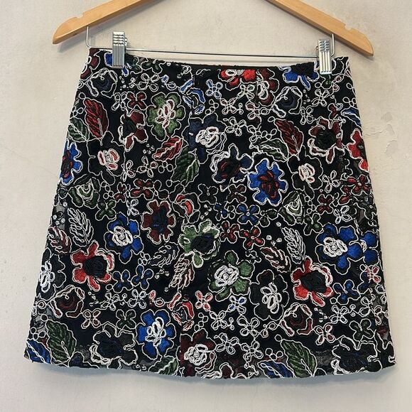Zara Floral Embroidered Multicolored mini skirt Size S NWOT - Picture 6 of 8